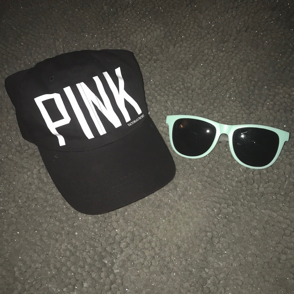 Pink cap and glasses